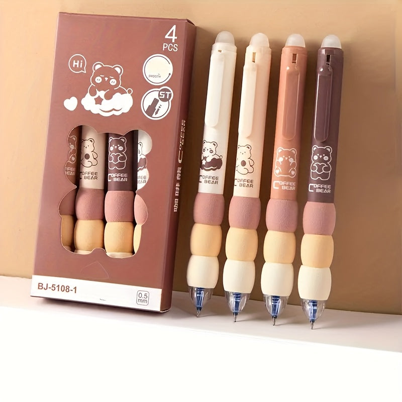 12 Cute Cartoon Erasable Gel Pens with Soft Grip, Expandable 0, 5mm Tip, Black Ink - Adorable Animal & Food Designs, Perfect for School Supplies, Gifts, and Writing Tools, Cute Pens, Diary Writing, Playful Design, Smooth Writing