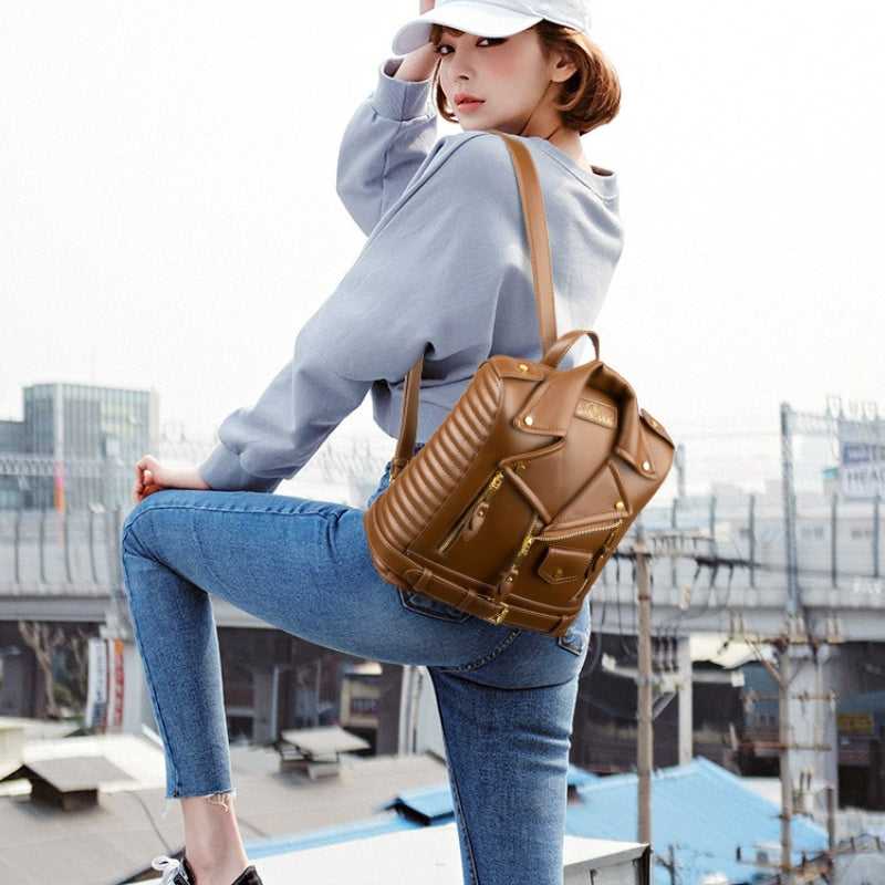Women'Large-Capacity Heavy-Duty Nylon Backpack with Adjustable Shoulder Straps & Rivet Accent - Elegant Suitable for College, Travel,Rucksack, Zipper Closure, Hand Washable,Bookbag for, Daily Use (Nylon\u002F)