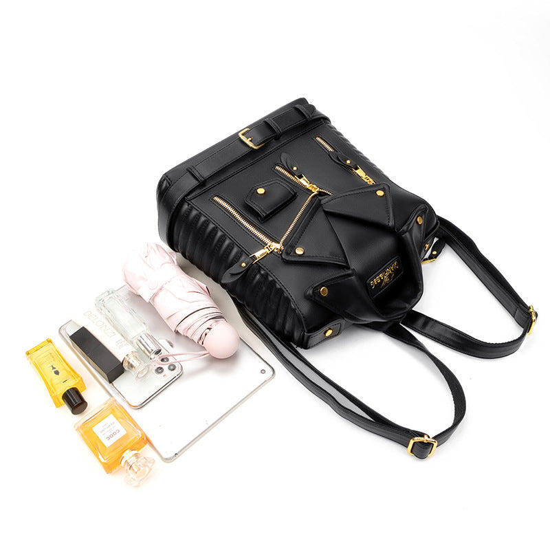 Women'Large-Capacity Heavy-Duty Nylon Backpack with Adjustable Shoulder Straps & Rivet Accent - Elegant Suitable for College, Travel,Rucksack, Zipper Closure, Hand Washable,Bookbag for, Daily Use (Nylon\u002F)