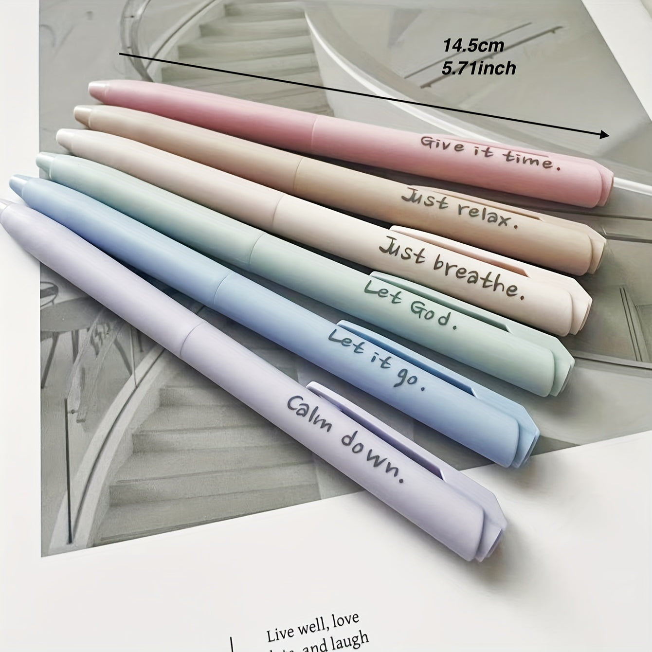 Set of 6 Morandi-Style Gel Pens Designed to Alleviate Anxiety, Featuring Motivational And Inspirational Colors. They Offer a Soft Touch for Smooth Writing And Dry Quickly, Making Them Ideal for Journaling And Office Supplies