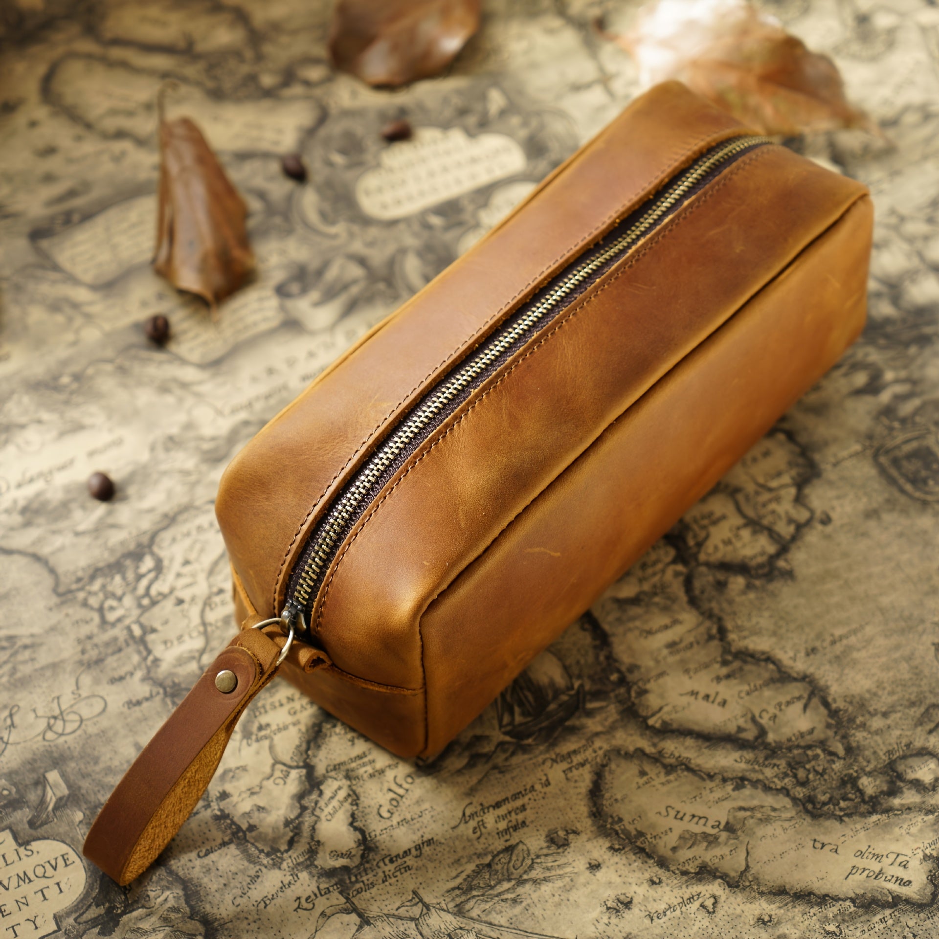 Men'S Genuine Leather Handmade Vintage Crazy Horse Leather, Full Grain, Top Layer Cowhide Pencil Case & Storage Bag, Multifunctional Daily Carry Accessory, Top Layer Cowhide Inner Bag for Lipstick Storage, Multifunctional Toiletry And Makeup Bag