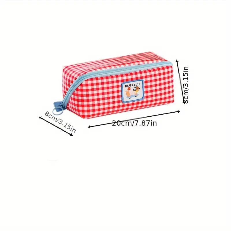 New Prism Grid Pencil, Large Capacity Stationery Box, Portable Pen Bag, Travel Toiletry Organizer, Pencil Holder, Marker, Fountain Pen, Makeup Bag, Desk Storage Pouch, Washable