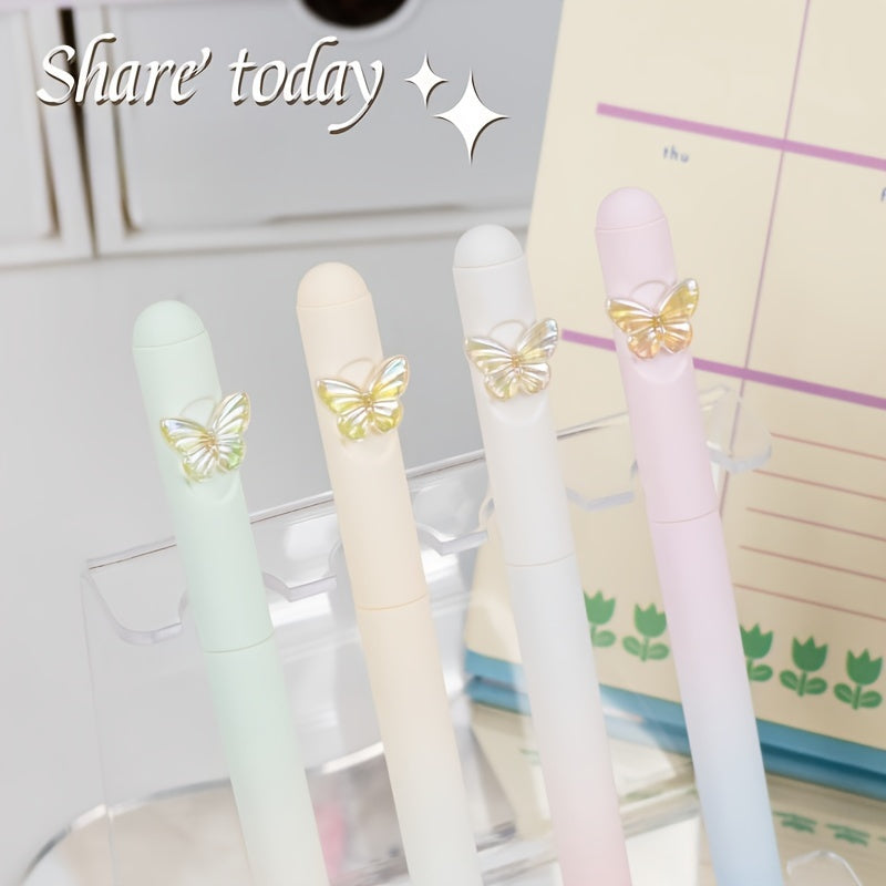16 fun butterfly creative rubber ball pens, ultra-fine 0.5mm pen tip, lightweight plastic material, fast drying ink suitable for writing and signing