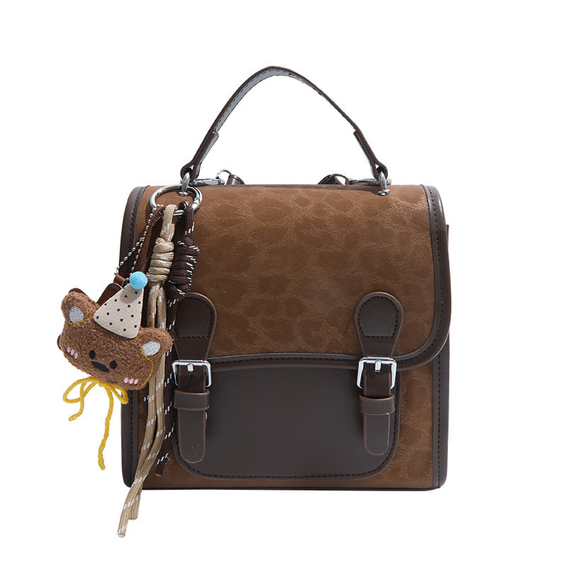 Vintage Niche Color-Block Women's Backpack| 2026 New Fashion, Student School Bag, Travel Backpack, Shoulder and Crossbody Bag, Zipper Closure, Lined, Coffee Color Series