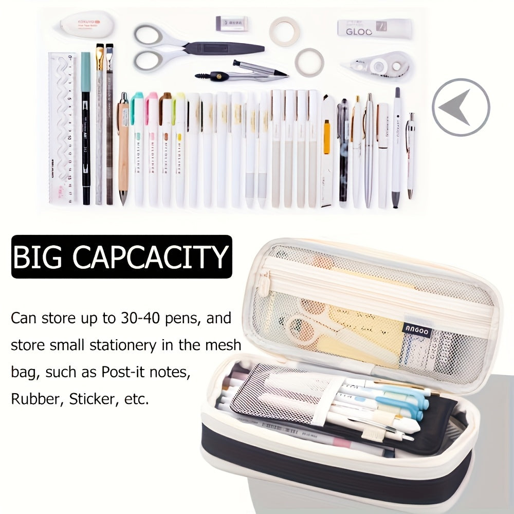 Value Bundle 11pcs Pencil Set- New Arrival Large Capacity Expandable Black Twill Pencil- Includes 10 Black Ballpoint Pens- Office Supplies\u002F Daily Office Supplies\u002F Desk Accessories
