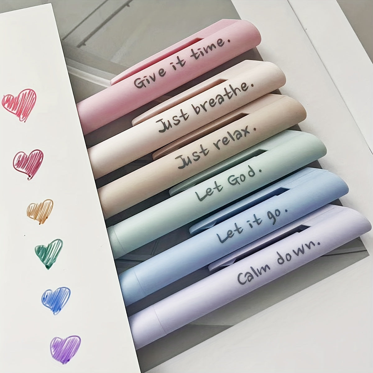 Set of 6 Morandi-Style Gel Pens Designed to Alleviate Anxiety, Featuring Motivational And Inspirational Colors. They Offer a Soft Touch for Smooth Writing And Dry Quickly, Making Them Ideal for Journaling And Office Supplies