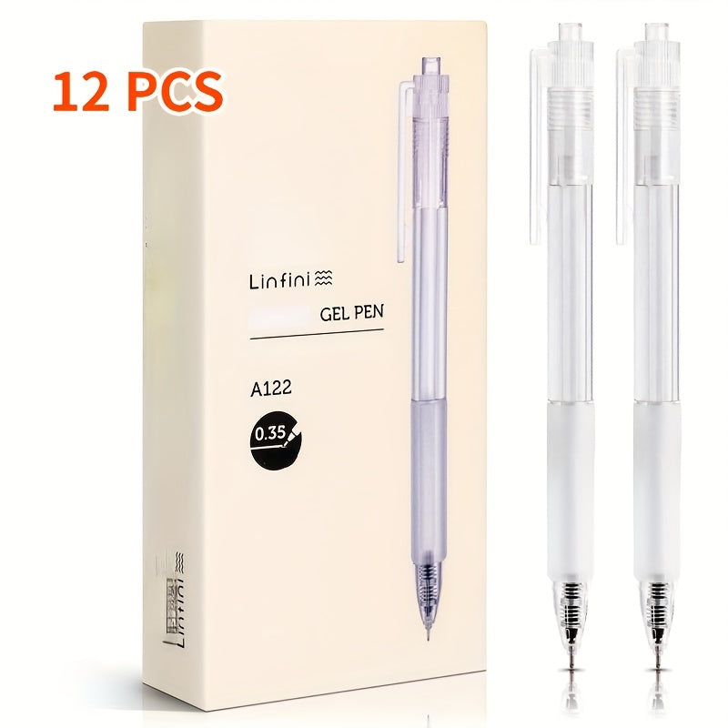 24 Pack Transparent Retractable Gel Pens- 0.35mm Extra-Fine Needle Tip& Non-Slip Grip, Quick-Dry Ink for Precise Writing& Daily Notes, Maximum Value Bulk Set