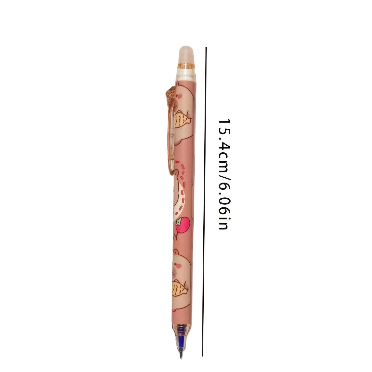 2-pack of Cute Capybara-themed Erasable Plastic Pens- 0.5mm Fine Tip, Quick-drying Ink, Lightweight Retractable Ballpoint Pen with Built-in Eraser, Yellow and Brown Design, Suitable Office and School