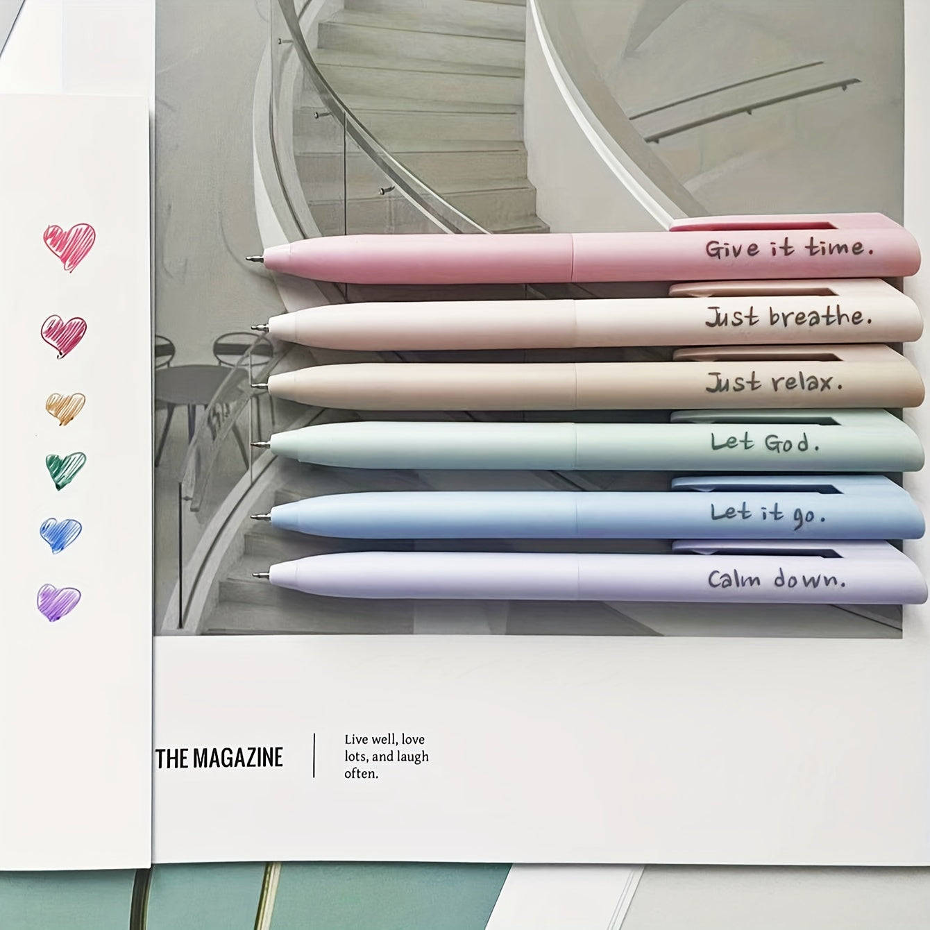 Set of 6 Morandi-Style Gel Pens Designed to Alleviate Anxiety, Featuring Motivational And Inspirational Colors. They Offer a Soft Touch for Smooth Writing And Dry Quickly, Making Them Ideal for Journaling And Office Supplies